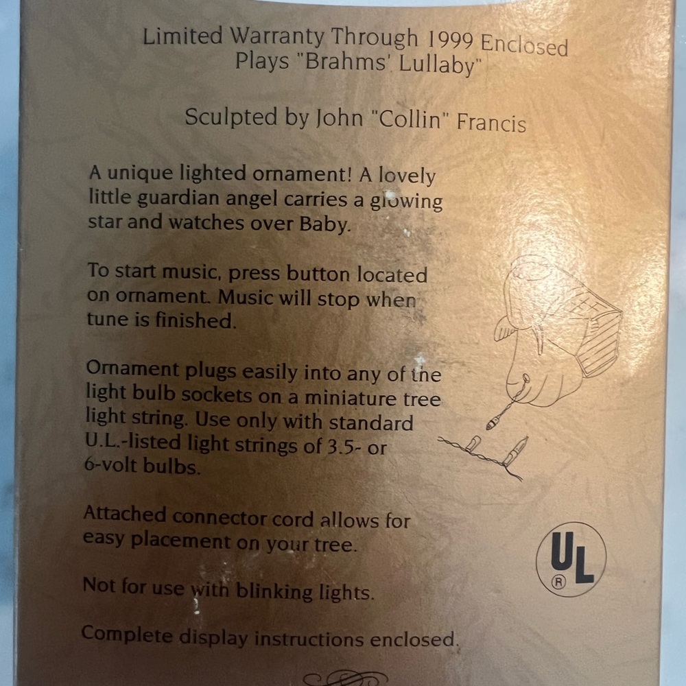 Vintage 1996 Hallmark BABY 1st CHRISTMAS Angel Cradle Star Ornament LIGHT+SOUND - Picture 2 of 4